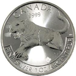 Sold Out - Royal Canadian Mint Cougar .9999 Fine Silver 5.00 Round.