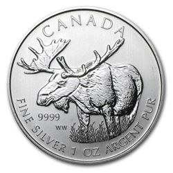 Sold Out - Royal Canadian Mint Moose .9999 Fine Silver 5.00 Round.