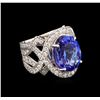 Image 1 : 12.92 ctw Tanzanite and Diamond Ring - 14KT White Gold