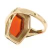 Image 9 : Vintage Russian 14kt Rose Gold Bezel Set Carnelian Hexagon Ring