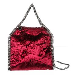 Stella McCartney Burgundy Velvet Falabella Mini Tote Crossbody Bag