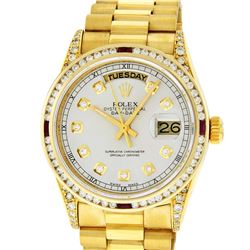 Rolex Mens 18K Yellow Silver Diamond Lugs President Wristwatch With Rolex Box &