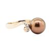 Image 1 : 0.30 ctw Diamond and Chocolate Pearl Ring - 14KT Rose Gold