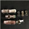 Image 2 : 1930's & 40's TOOTSIE TOYS: (RARE CARRIER w/ 3 CARS, OVERLAND BUS, OIL TANKER, TRACTOR)