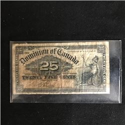 1900 DOMINION OF CANADA SHINPLASTER (TWENTY FIVE CENTS)