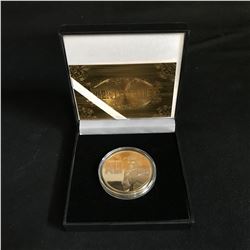 MUHAMMAD ALI COMMEMORATIVE GOLD PLATED COIN w/ DISPLAY CASE