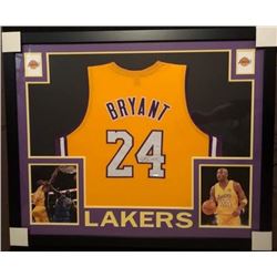 AUTOGRAPHED KOBE BRYANT 33x35 CUSTOM FRAMED LAKERS JERSEY (STEINER COA)