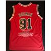 Image 1 : DENNIS RODMAN SIGNED CHICAGO BULLS JERSEY "HOF 2011" AND EMBROIDERED STATS (LE 3/10)