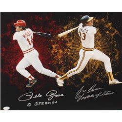 Pete Rose and Jose Canseco Signed Photo Inscribed  0 Steroids  AND  Godfather of Steroids  (JSA COA)