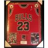 Image 1 : MICHAEL JORDAN CHICAGO BULLS FRAMED JERSEY w/ GAME USED JERSEY CARD & FACSIMILE AUTOGRAPHS