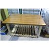 Image 1 : Painted Wooden Merchandise Table with Distressed Top 60"L x 36"