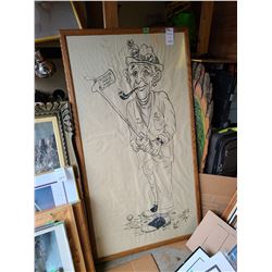 Large cartoon drawing by Ron Poutt Cat B