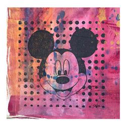 Gail Rodgers, "Mickey Mouse" Hand Signed Original Hand Pulled Silkscreen Mixed Media on Canvas with 