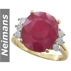 Antique 4.50 ct Green Amethyst & Diamond Ring 14kt Gold