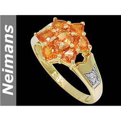 Neimans .75 ct Orange Sapphire & Diamond Ring 14kt Gold