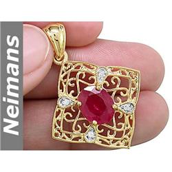 Antique 1.25 ct Orange Sapphire & Diamond Ring 14k Gold