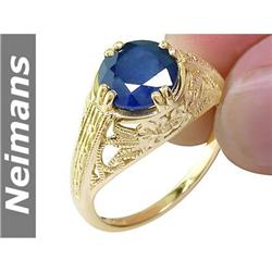Vintage Certified Gem 2.75 ct Sapphire Pendant 14k Gold