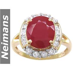 Certified 2.25 ct Orange Sapphire & Diamond Ring 14kt