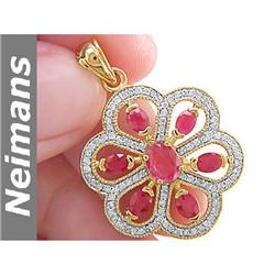 Vintage 2.75 ct Citrine, Sapphire & Diamond Pendant 14k