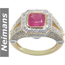 Gem Certified 1.75 ct Ruby & Diamond Pendant 14kt Gold