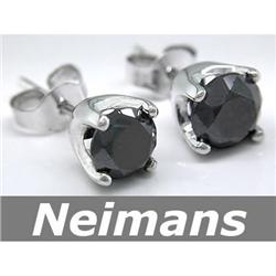 Neimans Certified 4.25 ct Green Sapphire Earrings 14kt