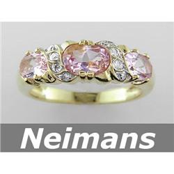 Certified 1.50 ct Sapphire & Diamond 3 Stone Ring 14kt