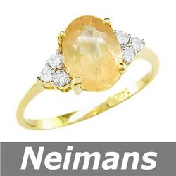 Vintage 3.75 ct Peridot & White Sapphire Ring 14kt Gold