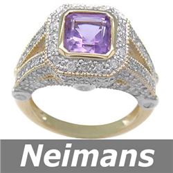Antique 3.00 ct Amethyst & Sapphire Ring 14kt Gold USGL