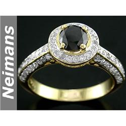Certified 1.50 ct Black & White Diamond Engagement Ring