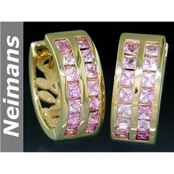 Neimans Certified 4.25 ct Pink Sapphire Earrings 14kt