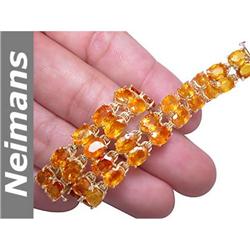 Certified 40.25 ct Orange Sapphire Bracelet 14kt Gold