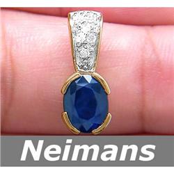 Certified 1.75 ct Sapphire & Diamond Pendant 14kt Gold