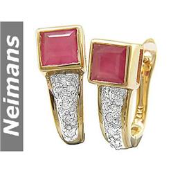 USGL Certified 1.00 ct Ruby & Diamond Earrings 14k Gold