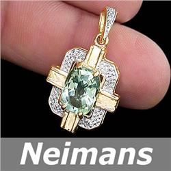 Certified .75 ct Green Sapphire & Diamond Ring 14k Gold