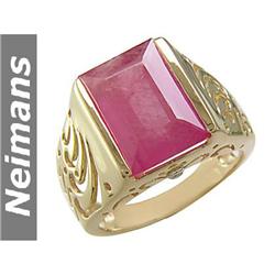 Men's Certified 11.25 ct Ruby & Diamond Gents Ring 14kt