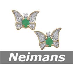 USGL Certified .75 ct Emerald & Diamond Earrings 14kt