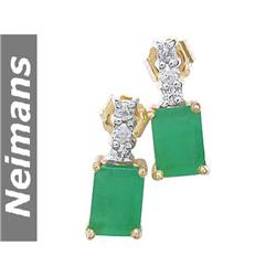 USGL Certified 1.75 ct Emerald & Sapphire Earrings 14kt