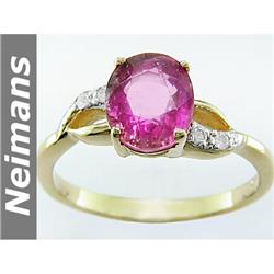 Gem Certified 2.25ct Pink Tourmaline & Diamond Ring 14k