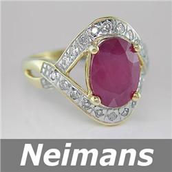 Finest 3.50 ct Certified Ruby & VS Diamond Ring 14kt