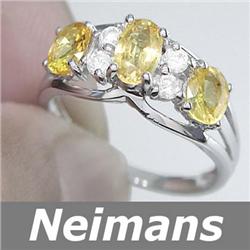 Fine 2.00 ct Yellow Sapphire & VS Diamond Ring 14k Gold