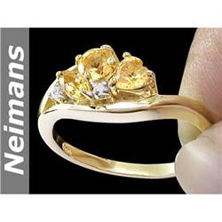 Vintage .75 ct Citrine & Diamond Ring Solid 14kt Gold