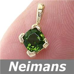 Neimans .50 ct Green Tourmaline Pendant 14kt Gold CERT