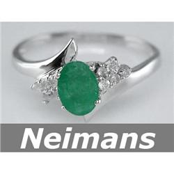 New 1.00 ct Emerald & VS Diamond Ring 14kt USGL Cert