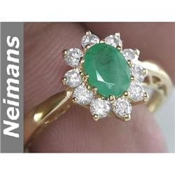 Gem Certified 1.25 ct Emerald & VS Diamond Ring 14kt