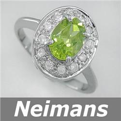 Top Gem 1.75 ct AAA Peridot & VS Diamond Ring 14kt Cert