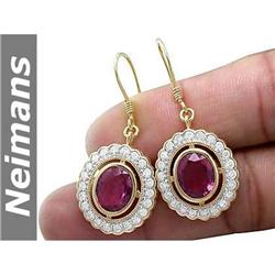 Vintage 6.25 ct Pink Tourmaline & Diamond Earrings 14kt