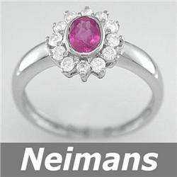 Top Gem 1.00 ct Certified Ruby & VS Diamond Ring 14kt