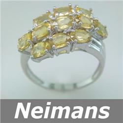 Art Deco 3.50 ct Yellow Sapphire Ring 14kt Certified