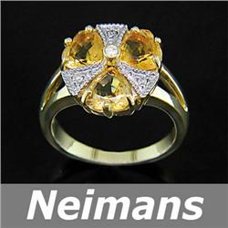 Top Gem 2.25 ct Certified Citrine & VS Diamond Ring 14k