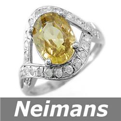 Gem Quality 4.00 ct Yellow Zircon & VS Diamond Ring 14K